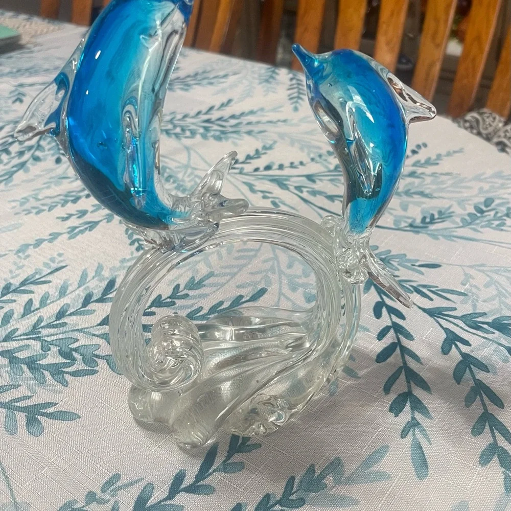 Blue Glass Dolphin Ornament